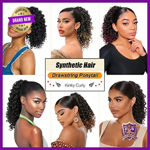 6 Inch Synthetic Curly Ponytail Extension with Drawstring & Clips